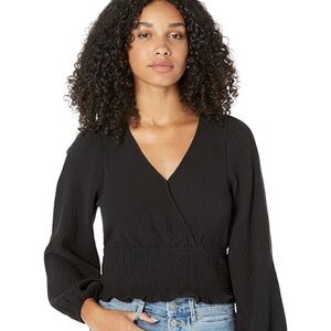 Madewell crinkled cotton balloon sleeves top